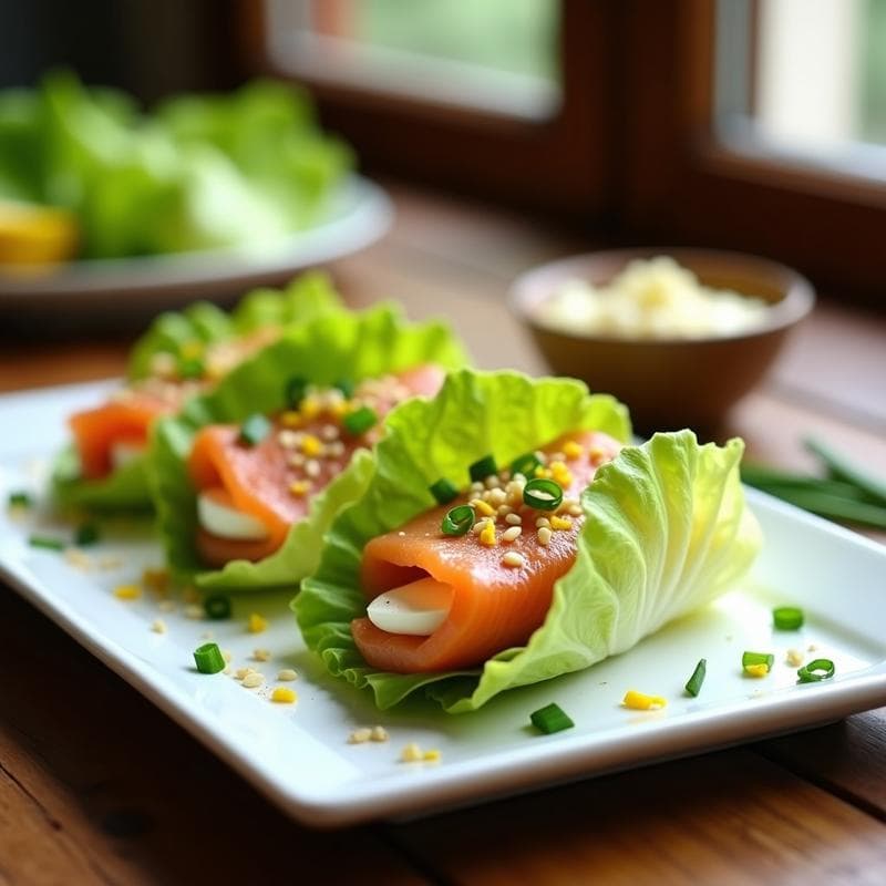 Rollito de Lechuga con Salmón Ahumado y Queso Philadelphia: Entrante Keto en 10 Minutos