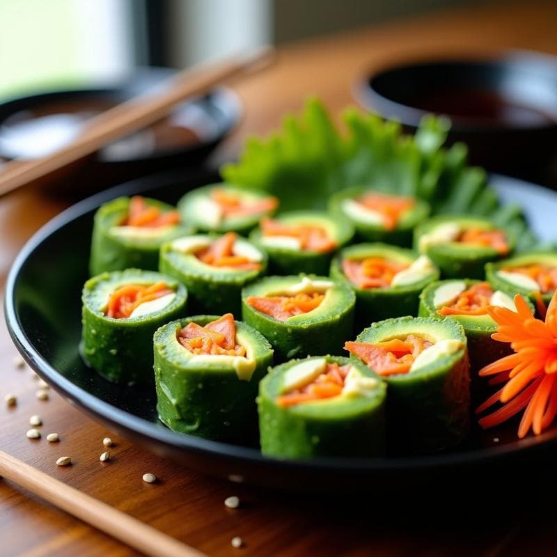 Rollitos de Alga Nori con Aguacate y Surimi Vegano: Receta Japonesa Sin Pescado en 10 Minutos