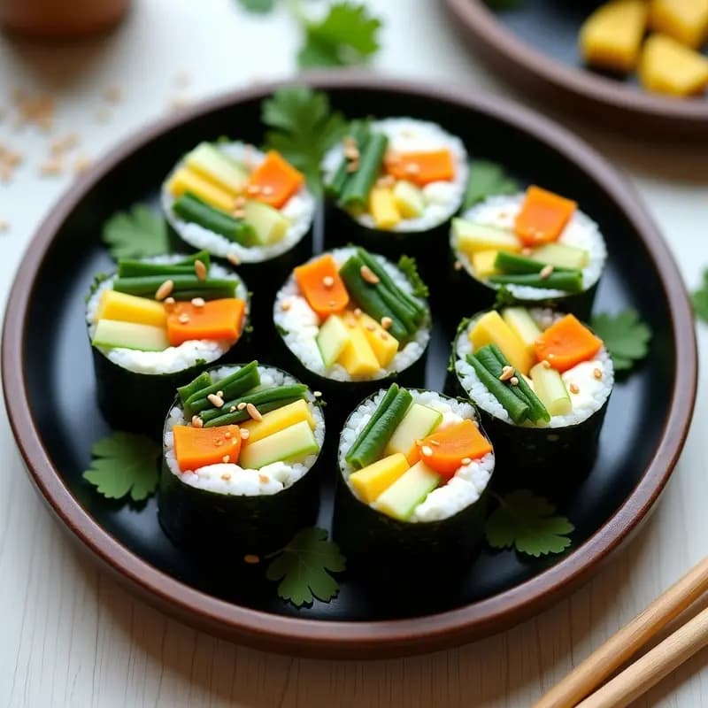 Rollitos de Alga Nori con Mango Verde y Queso Crema de Anacardos: Receta Japonesa Vegana y Crudivegana
