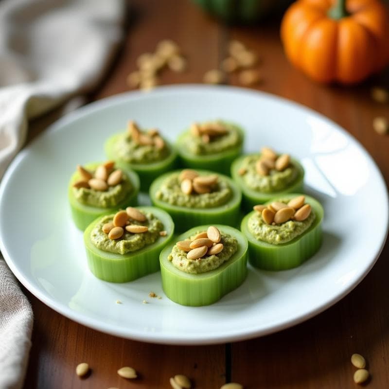 Rollitos de Apio Rellenos de Hummus de Edamame y Semillas de Calabaza: Snack Crudivegano en 10 Minutos