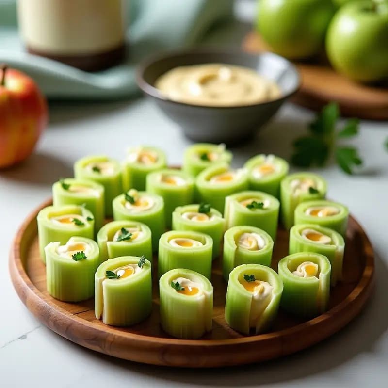 Rollitos de Apio y Manzana con Crema de Anacardos: Entrante Crudivegano con Toque Dulce