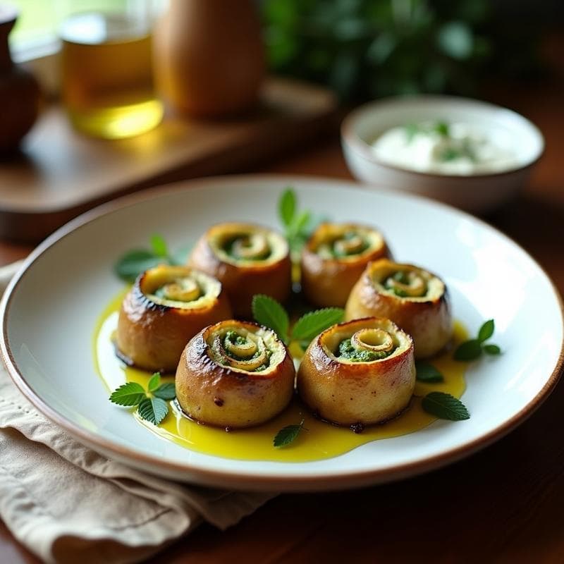Rollitos de Berenjena Asada con Pesto de Ortigas y Queso de Oveja: Receta Griega en Airfryer
