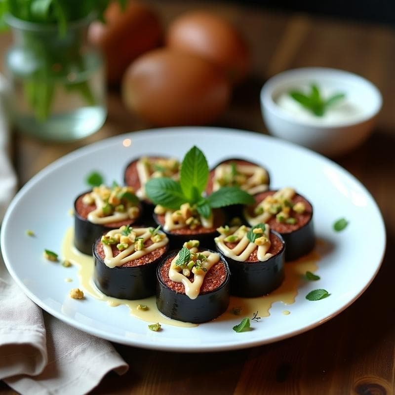 Rollitos de Berenjena y Berro: Entrante Libanés en Thermomix con Salsa de Yogur de Soja