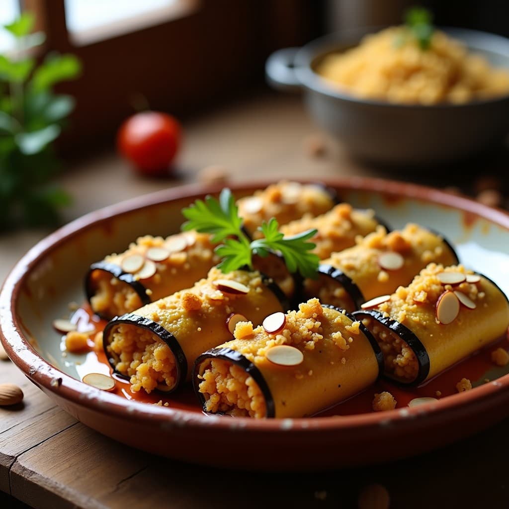 Rollitos de Berenjena Rellenos de Couscous y Pasas: Receta Marroquí Vegana en Horno