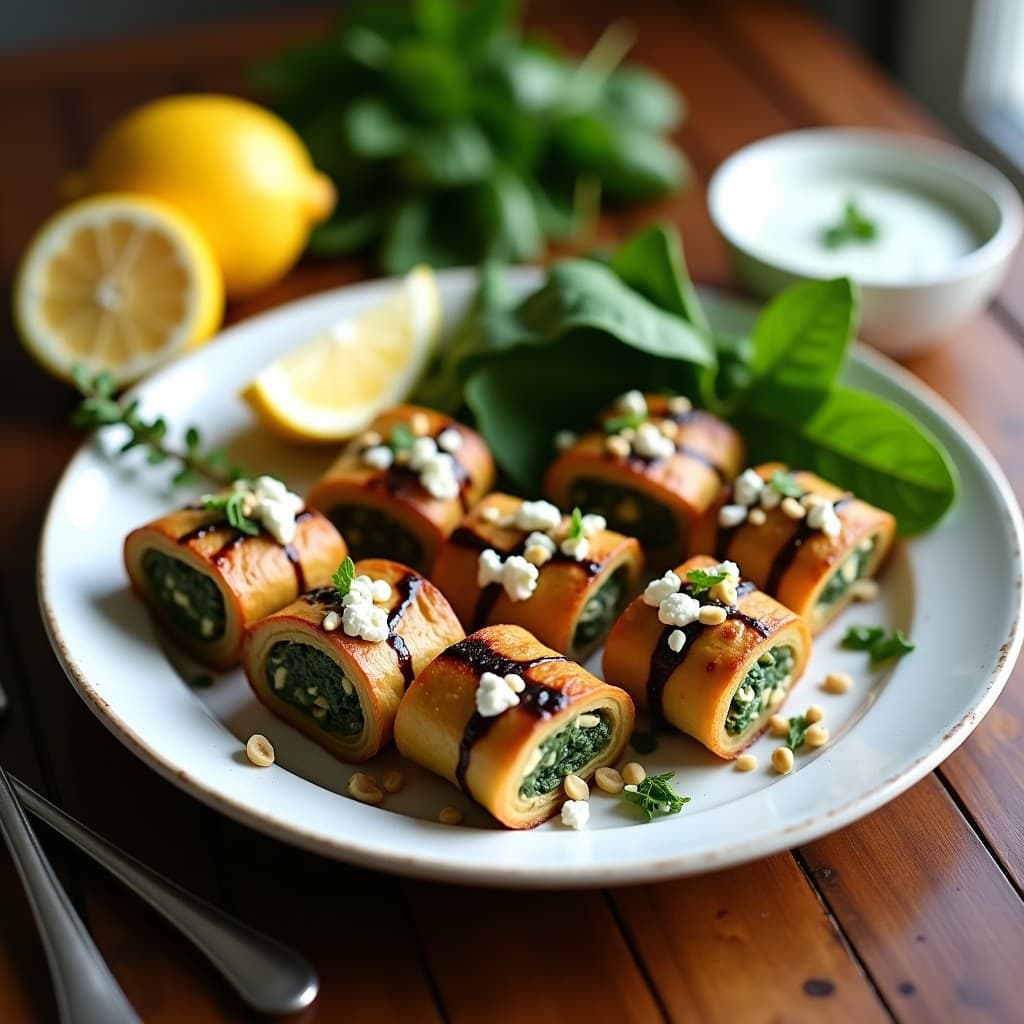 Rollitos de Berenjena con Relleno de Espinacas y Piñones: Entrante Vegetariano al Horno