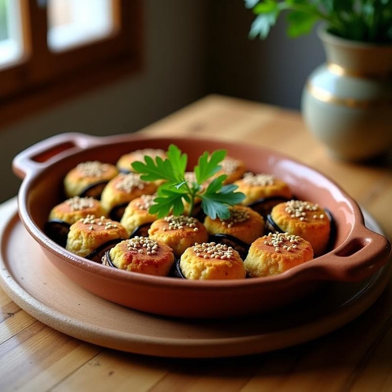 Rollitos de Berenjena Rellenos de Falafel: Receta Árabe al Horno Sin Aceite