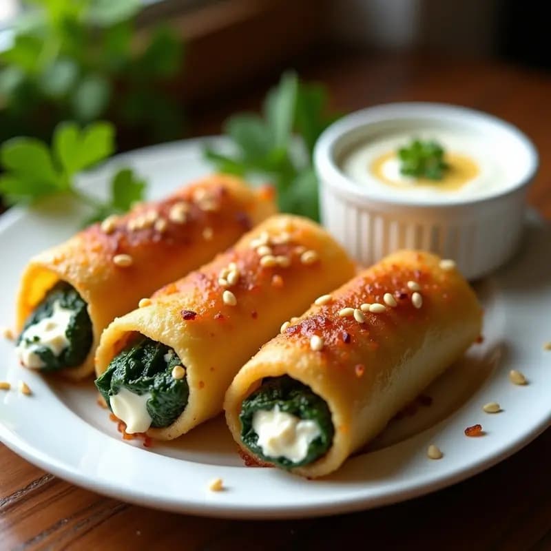 Rollitos de Berenjena Rellenos de Feta y Espinacas: Aperitivo Griego en Airfryer