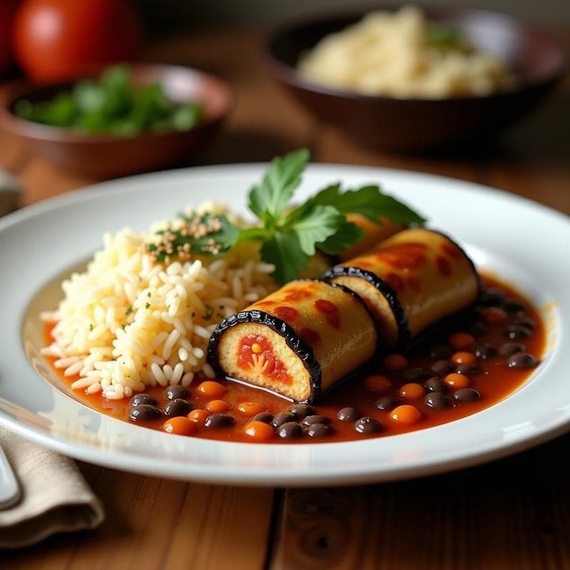 Rollitos de Berenjena Rellenos de Lentejas y Arroz Basmati: Receta India Vegana al Horno