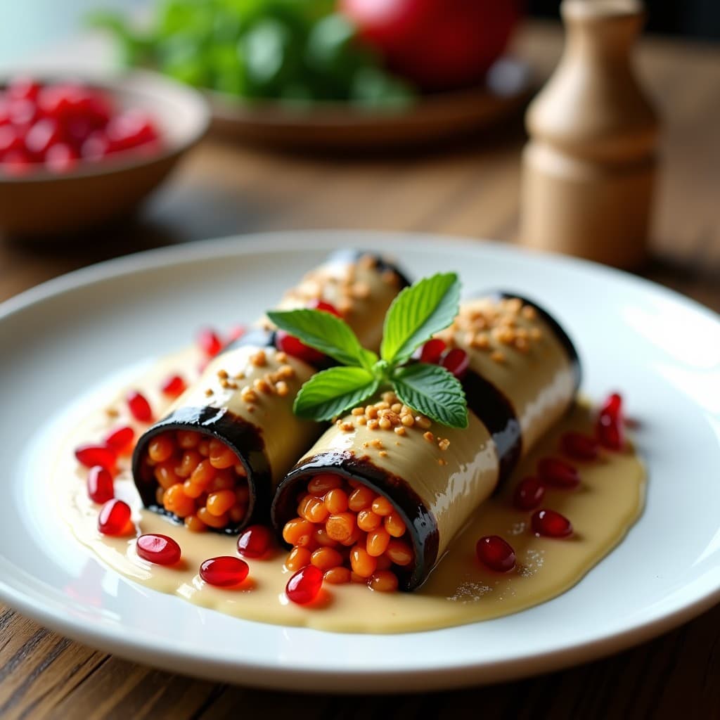 Rollitos de Berenjena con Relleno de Lentejas Corail y Granado: Receta vegana al vapor