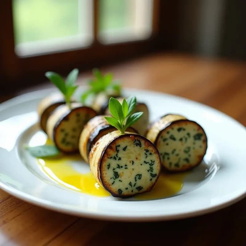 Rollitos de Berenjena Asada con Paté de Berros y Nueces: Entrante Francés Sin Horno