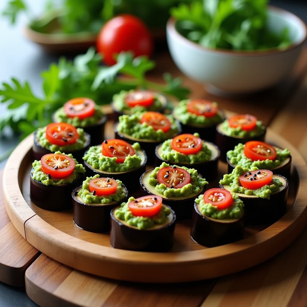 Rollitos de Berenjena y Pesto de Arugula: Aperitivo Crudivegano Sin Cocción