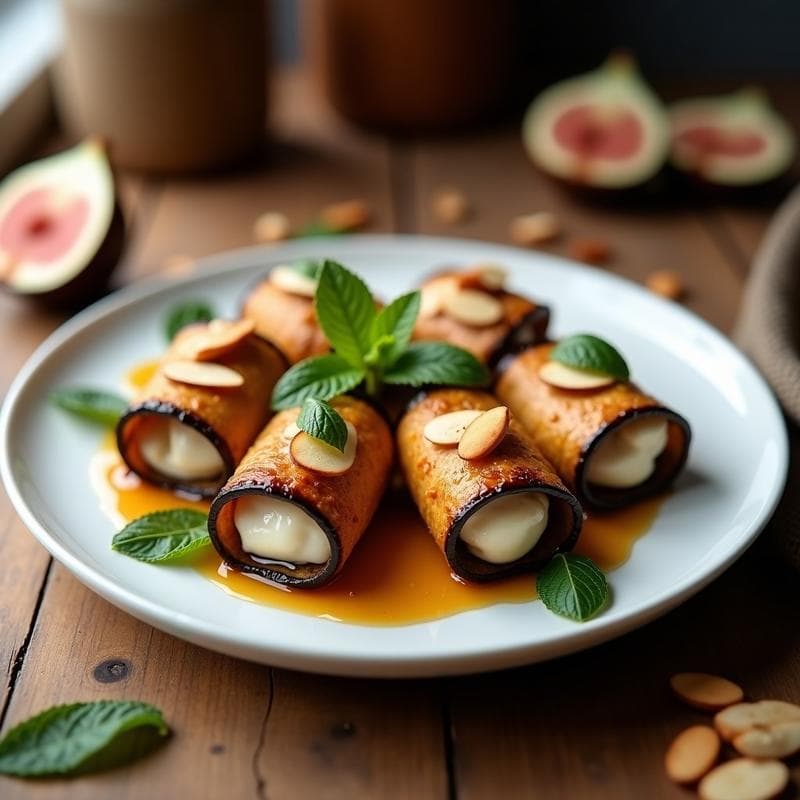 Rollitos de Berenjena con Queso de Almendras y Mermelada de Higos: Entrante Gourmet en Airfryer