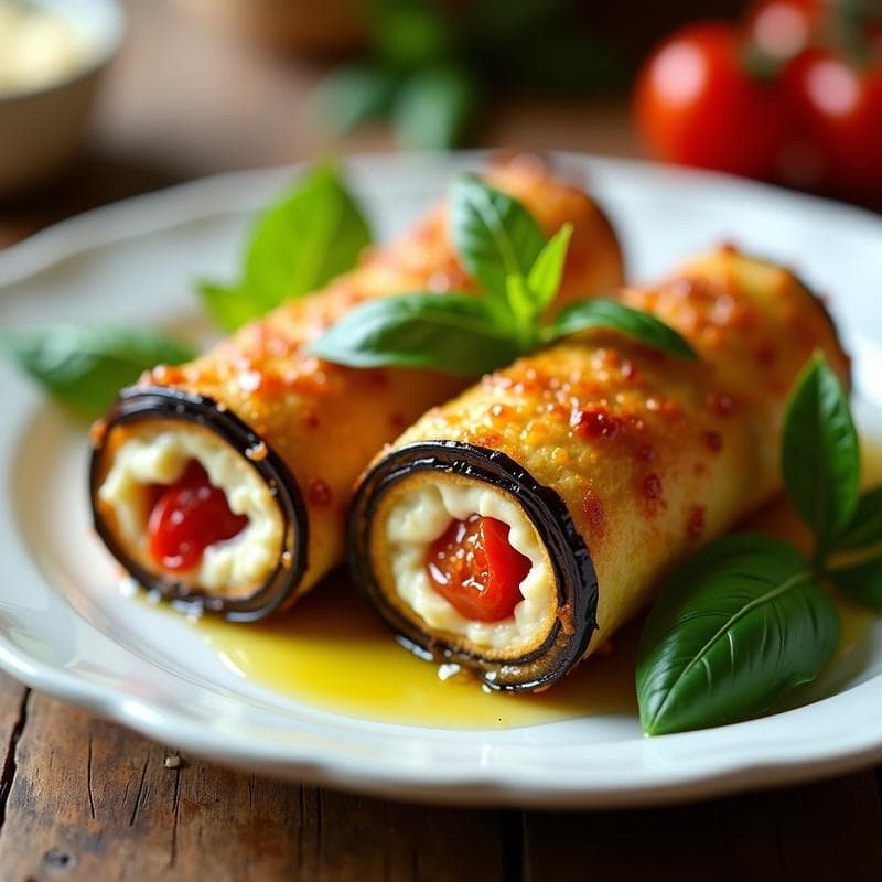 Rollitos de Berenjena con Queso de Anacardos y Tomate Seco: Receta en Airfryer sin Freír