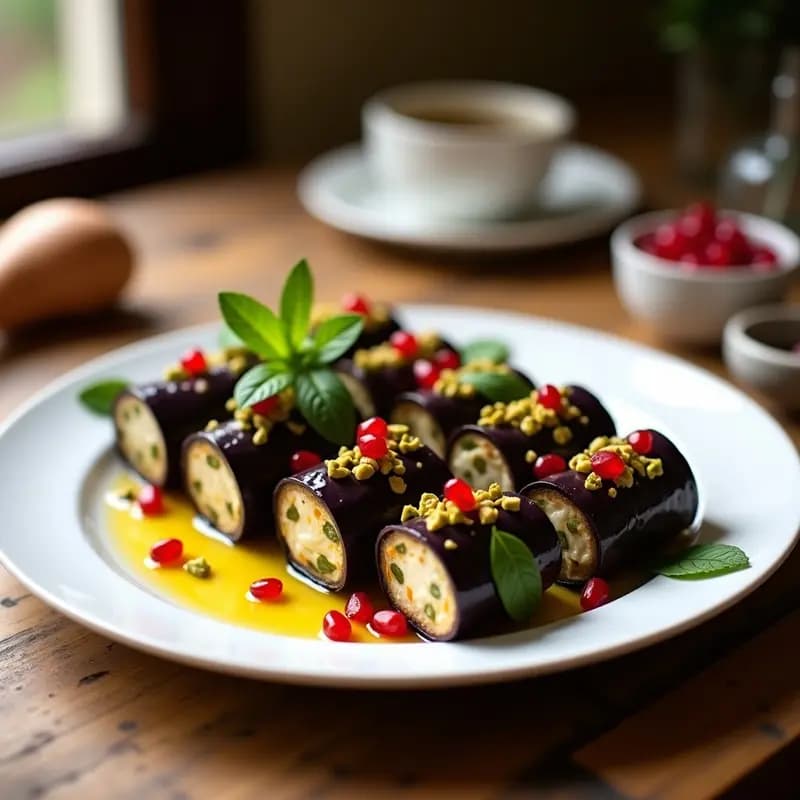 Rollitos de Berenjena con Queso de Anacardos y Pistachos: Entrante Persa Sin Horno