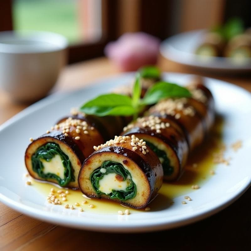 Rollitos de Berenjena Asada y Queso de Anacardos: Aperitivo Sin Gluten en Thermomix