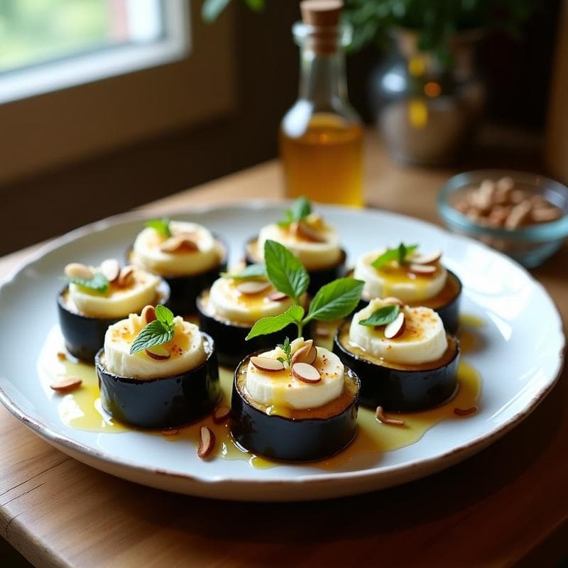 Rollitos de Berenjena con Queso de Cabra y Miel: Aperitivo Griego al Horno