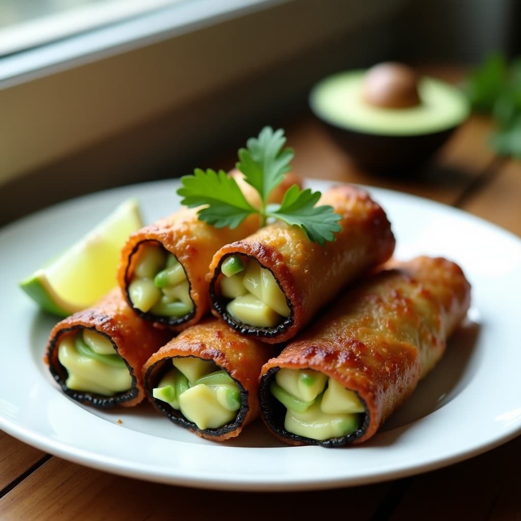 Rollitos de Berenjena Ahumada con Queso de Causen y Aguacate: Entrante Peruano en Airfryer