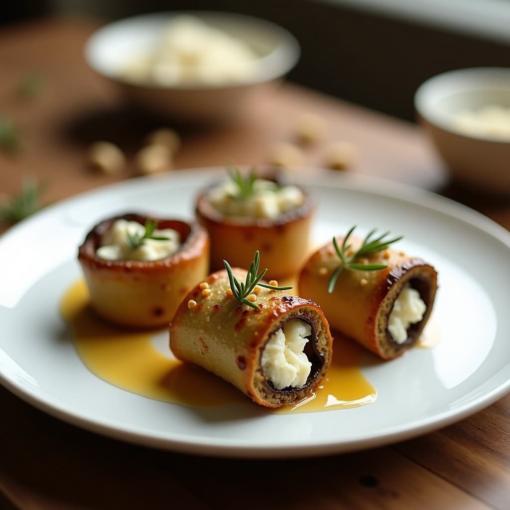 Rollitos de Berenjena con Relleno de Queso Feta y Piñones: Receta en Airfryer Sin Aceite