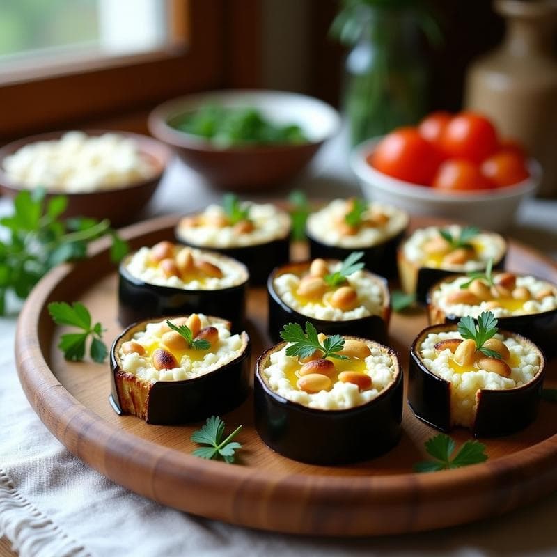 Rollitos de Berenjena Rellenos de Queso Feta y Piñones: Aperitivo Griega en 15 Minutos