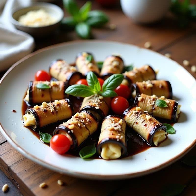 Rollitos de Berenjena y Queso Ricotta al Horno: Receta Italiana Sin Aceite en 25 Minutos