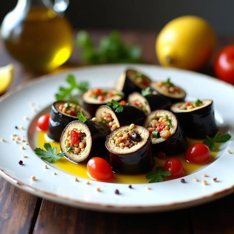 Rollitos de Berenjena Rellenos de Quinoa y Aceitunas Kalamata: Receta Griega en Olla Lenta