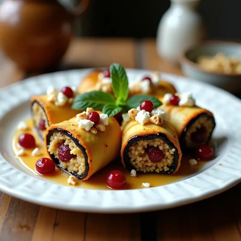 Rollitos de Berenjena Rellenos de Quinoa y Arándanos Deshidratados: Receta Keto en Airfryer