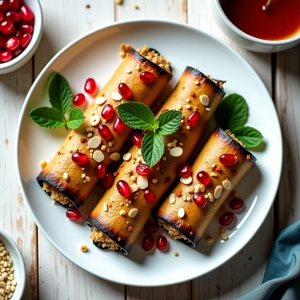Rollitos de Berenjena Rellenos de Quinoa y Granados: Entrante Armenio en Airfryer
