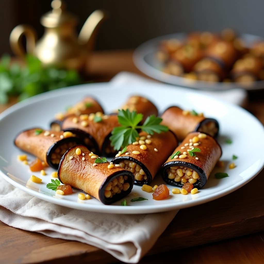 Rollitos de Berenjena Asada con Relleno de Quinoa y Pasas: Receta Árabe en Airfryer