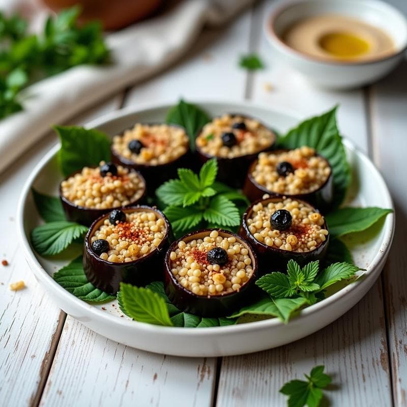Rollitos de Berenjena con Relleno de Quinoa y Pasas: Entrante Libanés Sin Horno