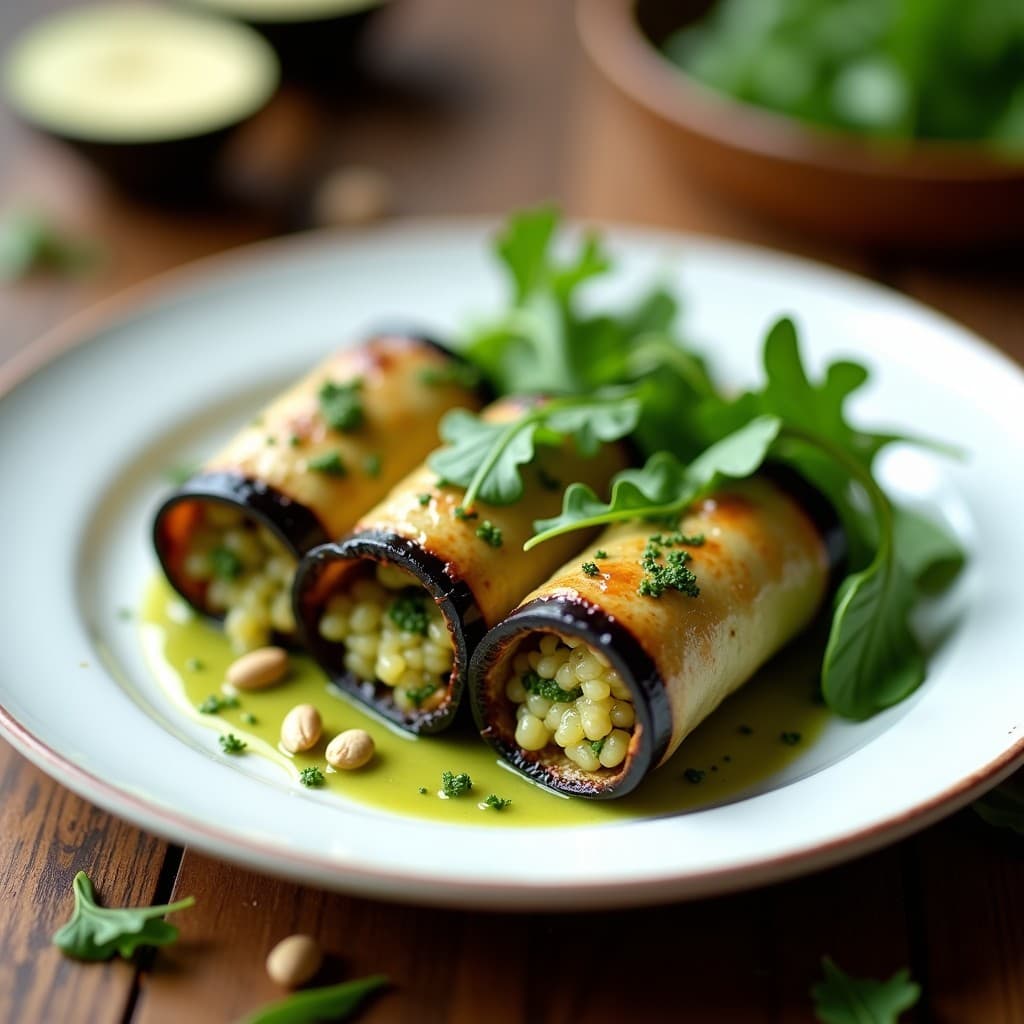 Rollitos de Berenjena con Relleno de Quinoa y Pesto de Rúcula: Receta Italiana Keto