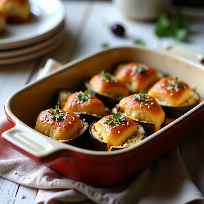 Rollitos de Berenjena Rellenos de Tofu y Ciruelas Umeboshi: Receta Vegana Umami en Horno