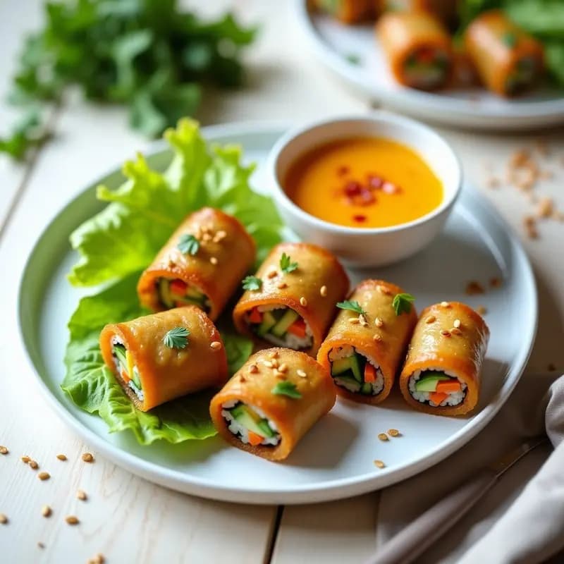 Rollitos de Berkely (Algas) con Salsa de Mango y Chile: Aperitivo Coreano Vegano
