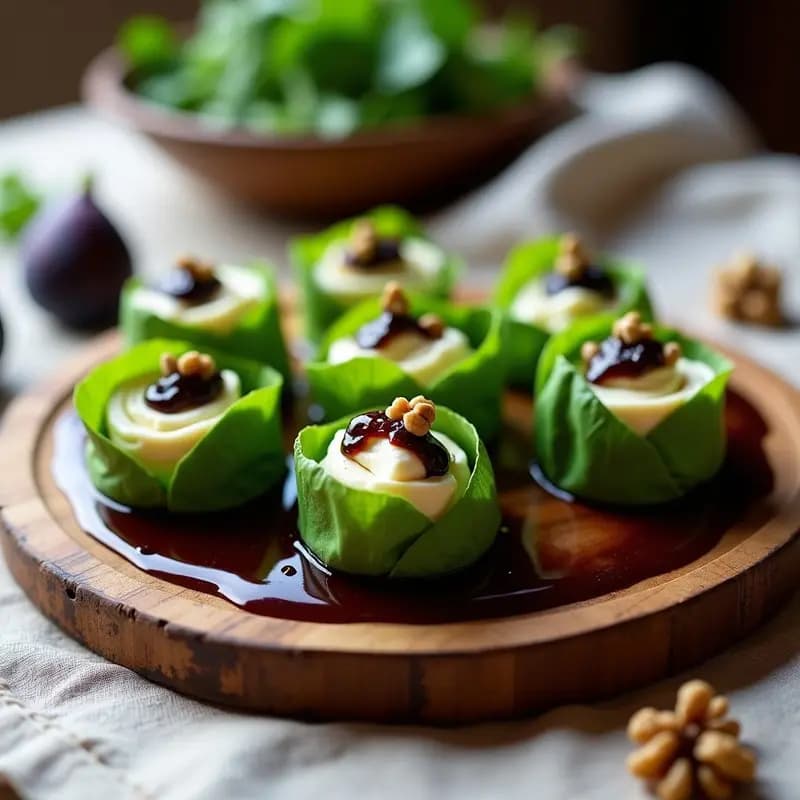 Rollitos de Berros y Queso de Cabra con Salsa de Higos Negros: Entrante Portugués en 15 Minutos