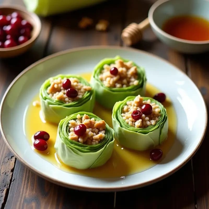 Rollitos de Berza Rellena de Arroz Silvestre y Arándanos Rojos: Receta Eslava en Thermomix