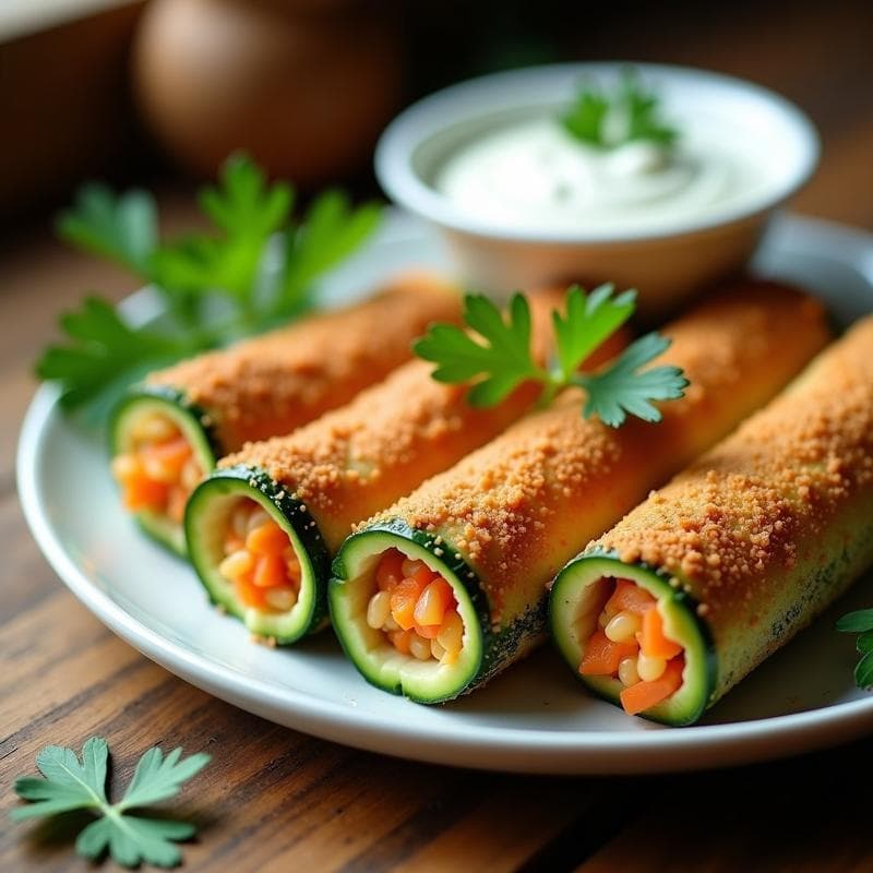 Rollitos de Calabacín Rellenos de Arroz Salvaje y Zanahoria: Receta en Airfryer Sin Gluten