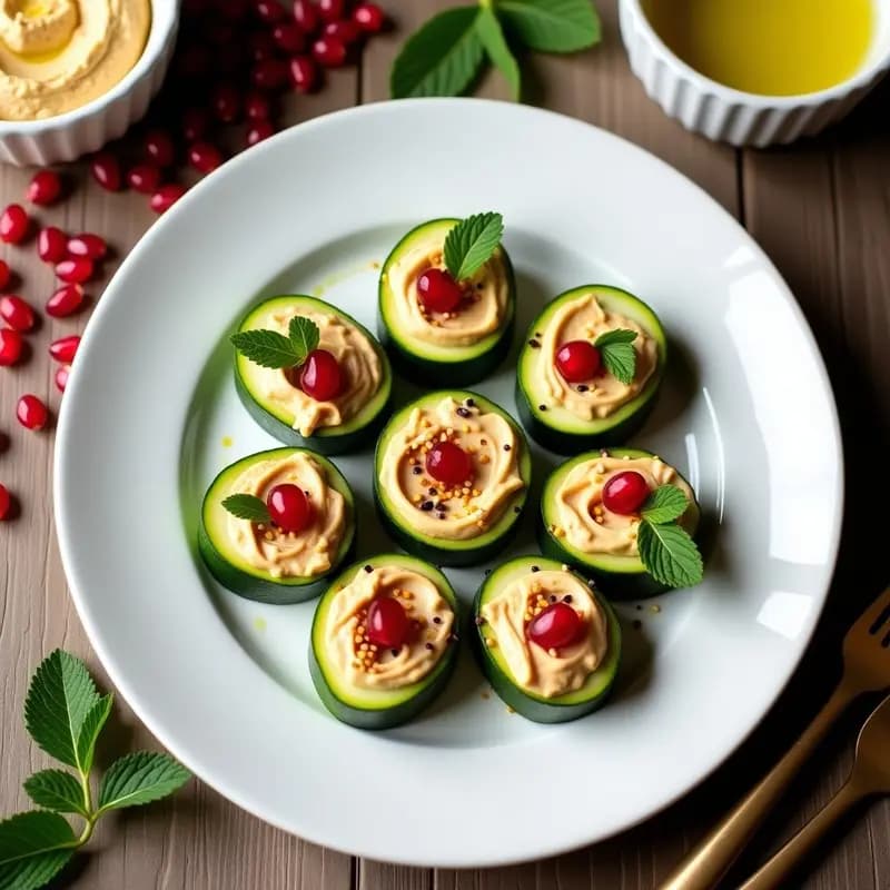 Rollitos de Calabacín Rellenos de Hummus y Granada: Aperitivo Libanés Keto