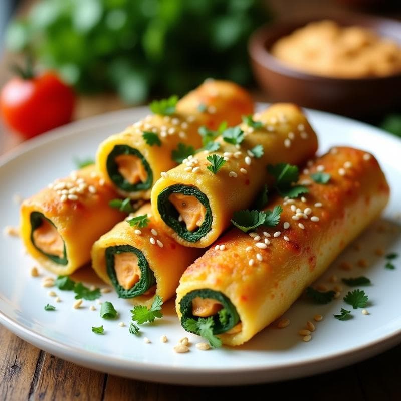 Rollitos de Calabacín Rellenos de Hummus y Pimentón Ahumado: Entrante Vegano en Airfryer