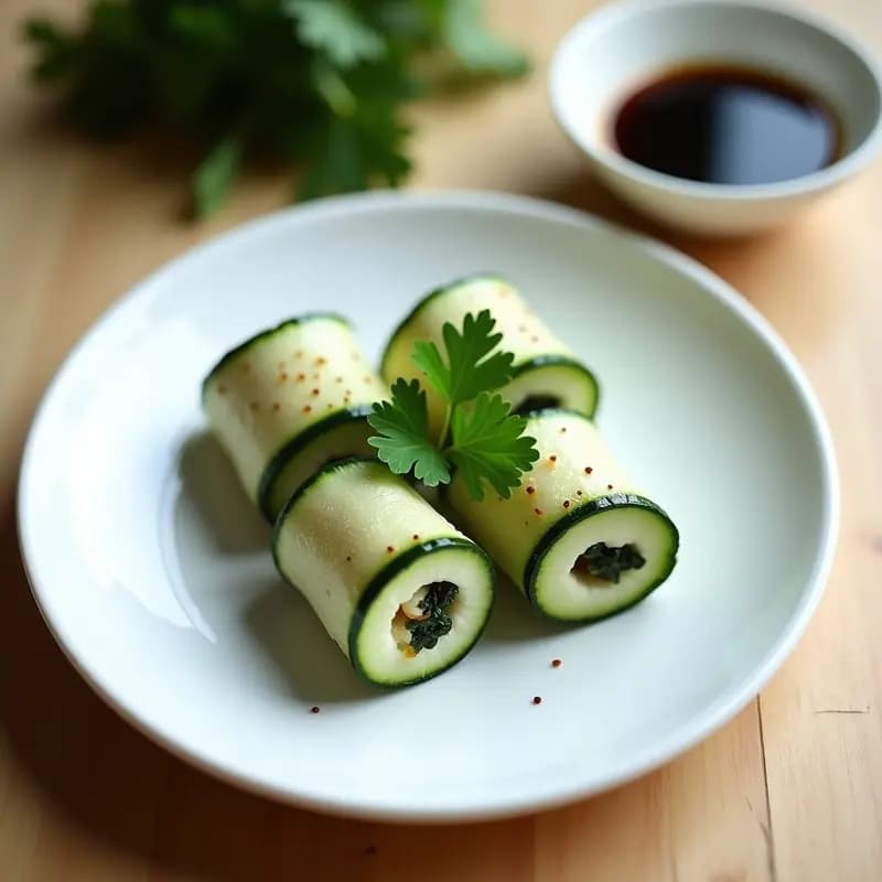 Rollitos de Calabacín Rellenos de Merluza y Algas Wakame: Receta Japonesa en Olla Express