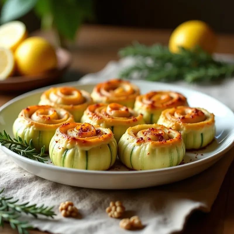 Rollitos de Calabacín con Relleno de Queso de Cabra y Nueces: Receta Mediterránea Keto al Horno