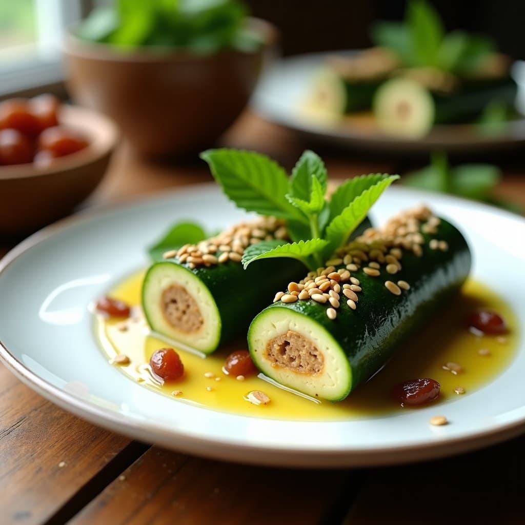 Rollitos de Calabacín con Relleno de Queso de Cacahuete y Dátiles: Entrante Crudivegano Sin Horno