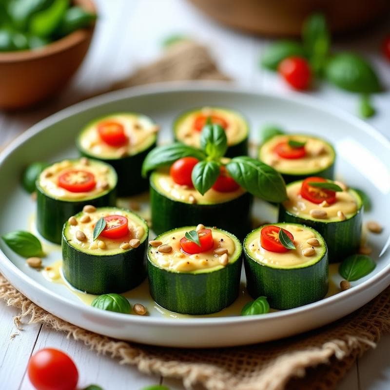 Rollitos de Calabacín Rellenos de Queso de Cashew y Hierbas Provenzales: Receta Crudivegana Sin Cocción