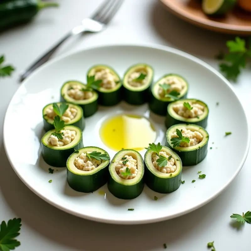 Rollitos de Calabacín con Relleno de Queso de Soja y Hierbas Provenzales: Entrante Francés Keto