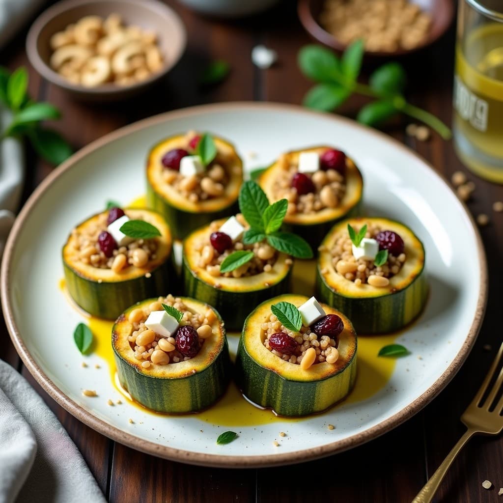 Rollitos de Calabacín Rellenos de Quinoa y Arándanos: Entrante Sin Gluten y Antioxidante