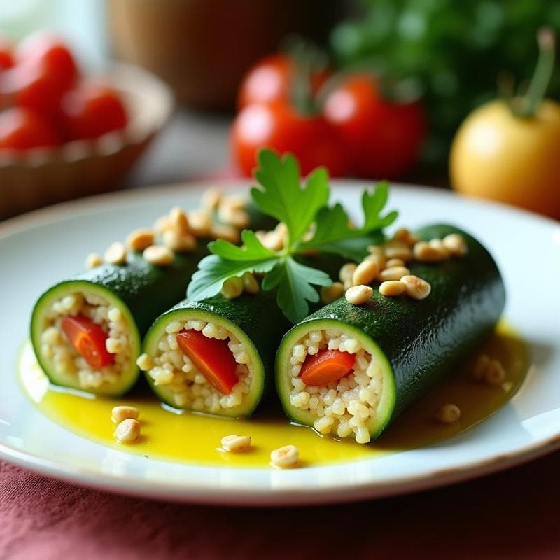 Rollitos de Calabacín con Relleno de Quinoa y Tomates Secos: Receta Vegana al Vapor