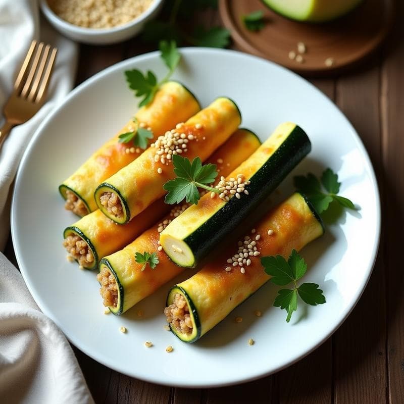 Rollitos de Calabacín Rellenos de Quinoa y Pasas: Receta Vegana en Airfryer