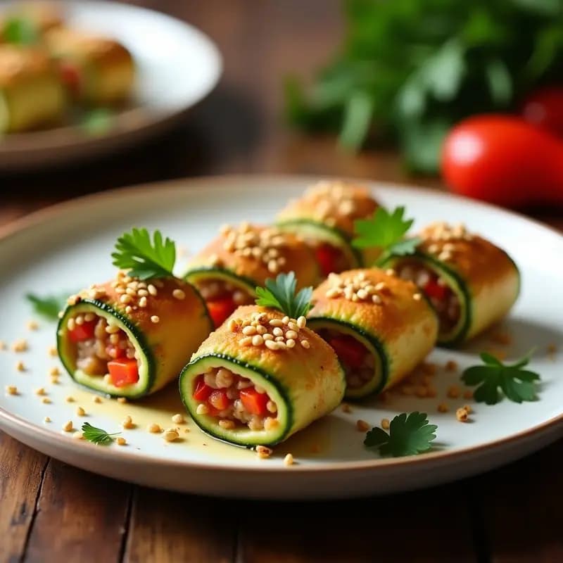 Rollitos de Calabacín Rellenos de Carne de Soja y Pimientos: Receta China en Airfryer