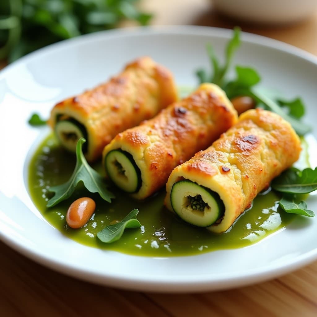 Rollitos de Calabacín Rellenos de Tofu Ahumado y Pesto de Rúcula: Receta 低FODMAP en Airfryer