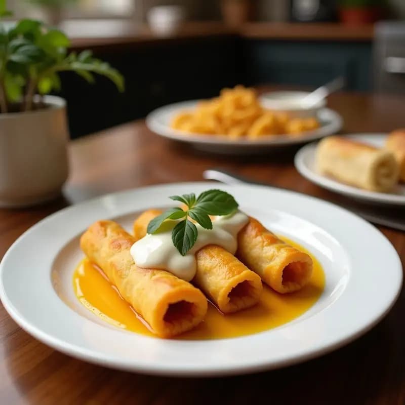 Rollitos de Canela Rellenos de Crema de Avellanas y Plátano Frito: Postre Crujiente y Dulce