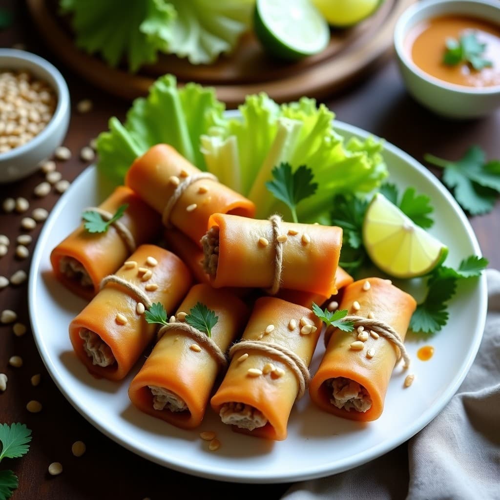 Rollitos de Col China Rellenos de Cerdo y Cacahuete: Receta Tailandesa Crujiente en Airfryer