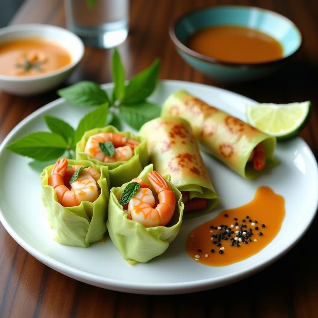 Rollitos de Col China y Gambas con Salsa de Cacahuete: Receta Vietnamita Keto en Airfryer
